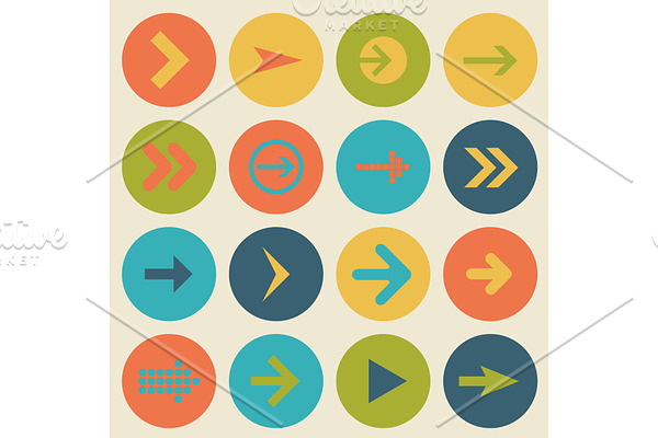 Arrow sign icon set, flat design, vector illustration of web design elements