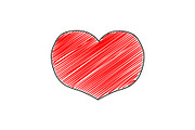 Vector simple embroidery hearts on St Valentine's day, hand drawing.