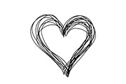 Vector simple heart black and white. Children hand drawn.