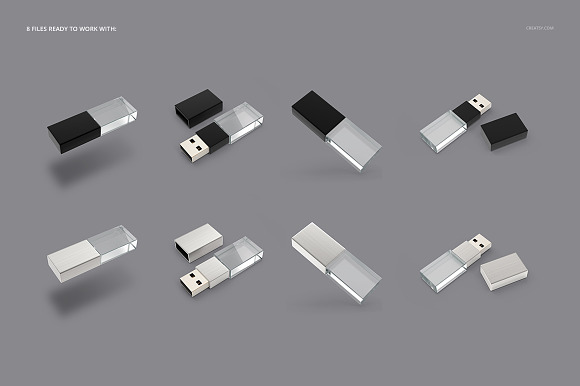 Acrylic USB Drive Mockup Set in Product Mockups - product preview 2
