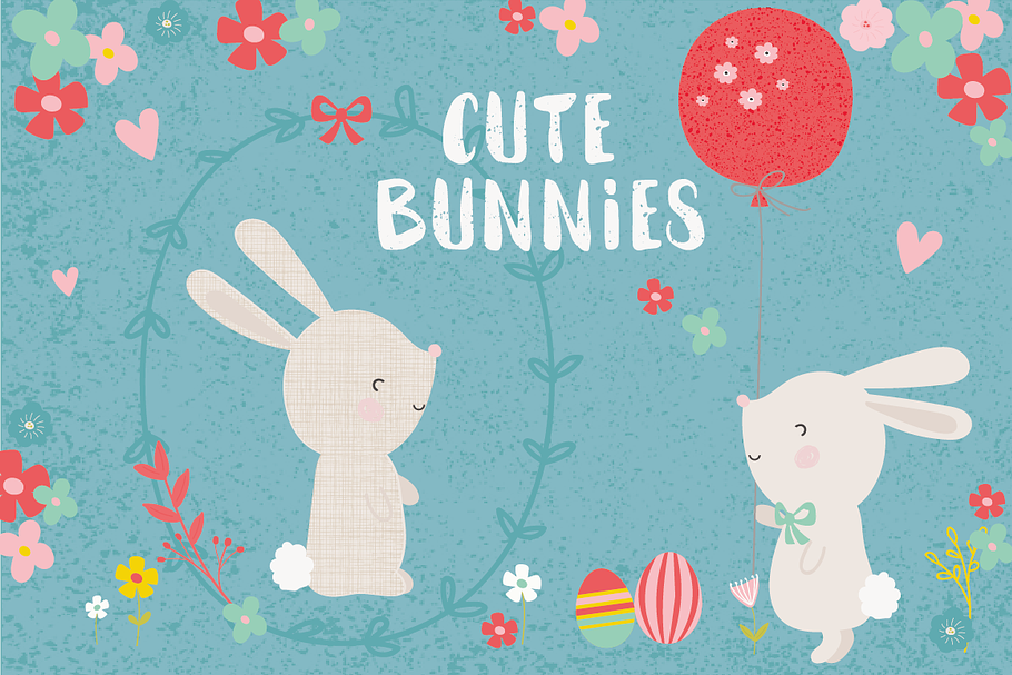 Cute bunnies clipart in Illustrations - product preview 8