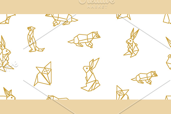 Golden Origami Animals and Flowers in Patterns - product preview 4