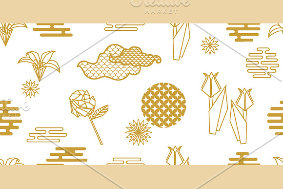 Golden Origami Animals and Flowers in Patterns - product preview 6