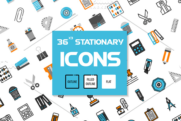 36x3 Stationary icons