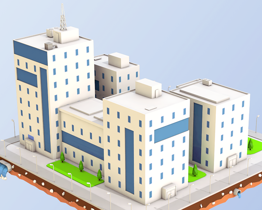 Low Poly City Block Office Buildings in Architecture - product preview 3