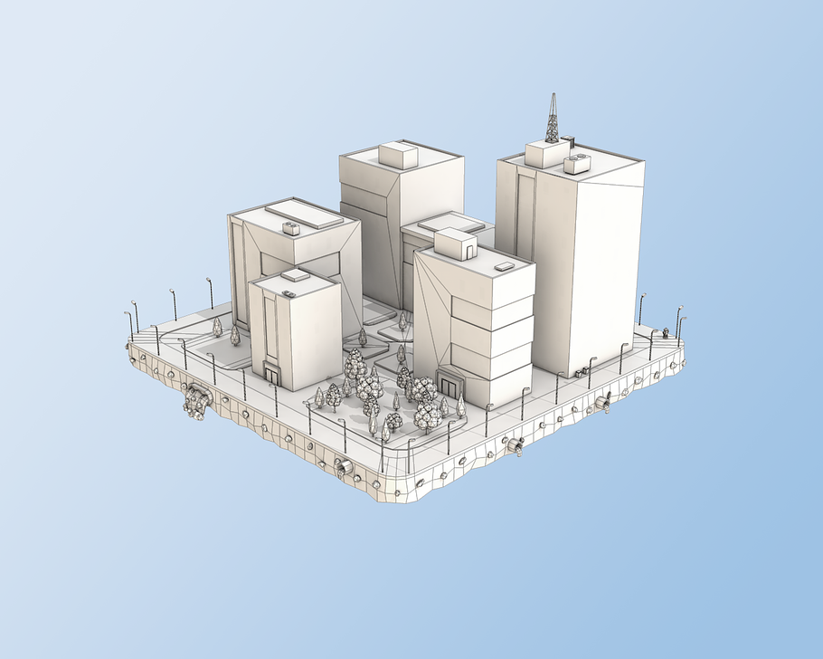 Low Poly City Block Office Buildings in Architecture - product preview 4