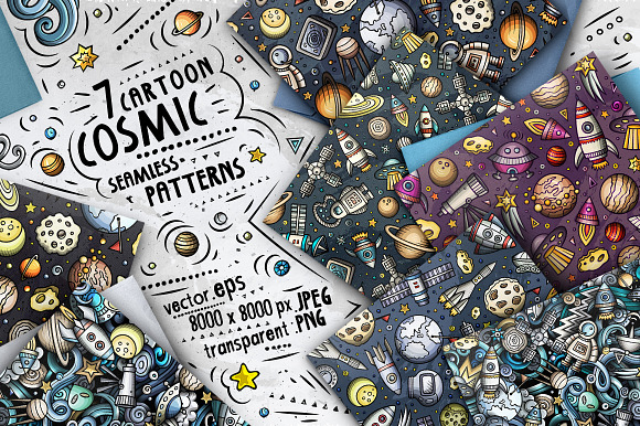 Space Cartoon Doodle Big Pack in Illustrations - product preview 6