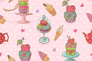 Pattern with cupcakes and ice cream
