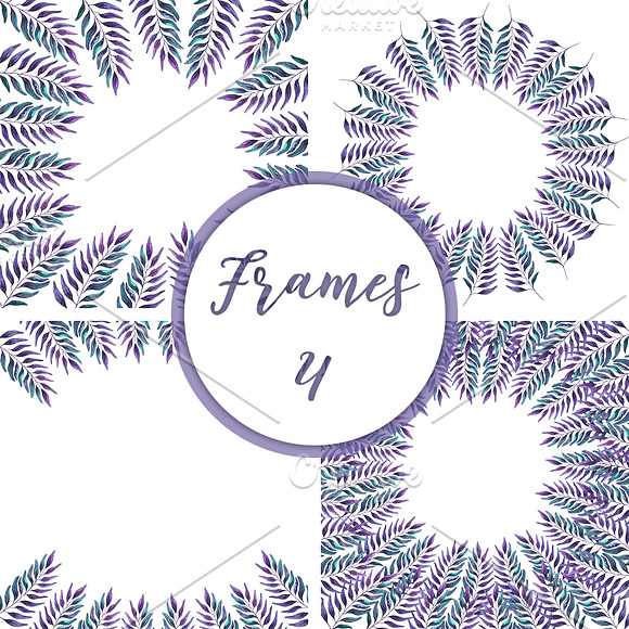 Watercolor branches violet clipart in Patterns - product preview 4