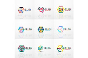 Cube idea concept logo, line