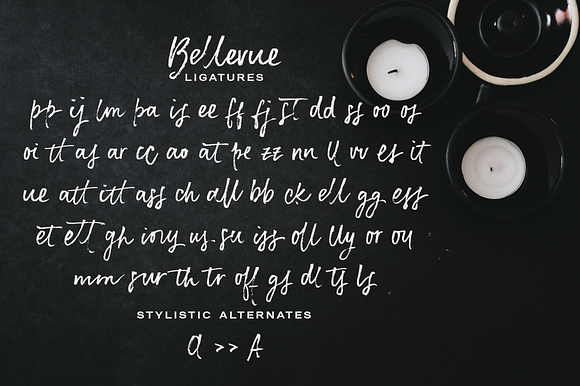 Bellevue brush font and textures in Script Fonts - product preview 11