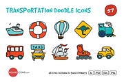 Transportation Doodle Icons Set