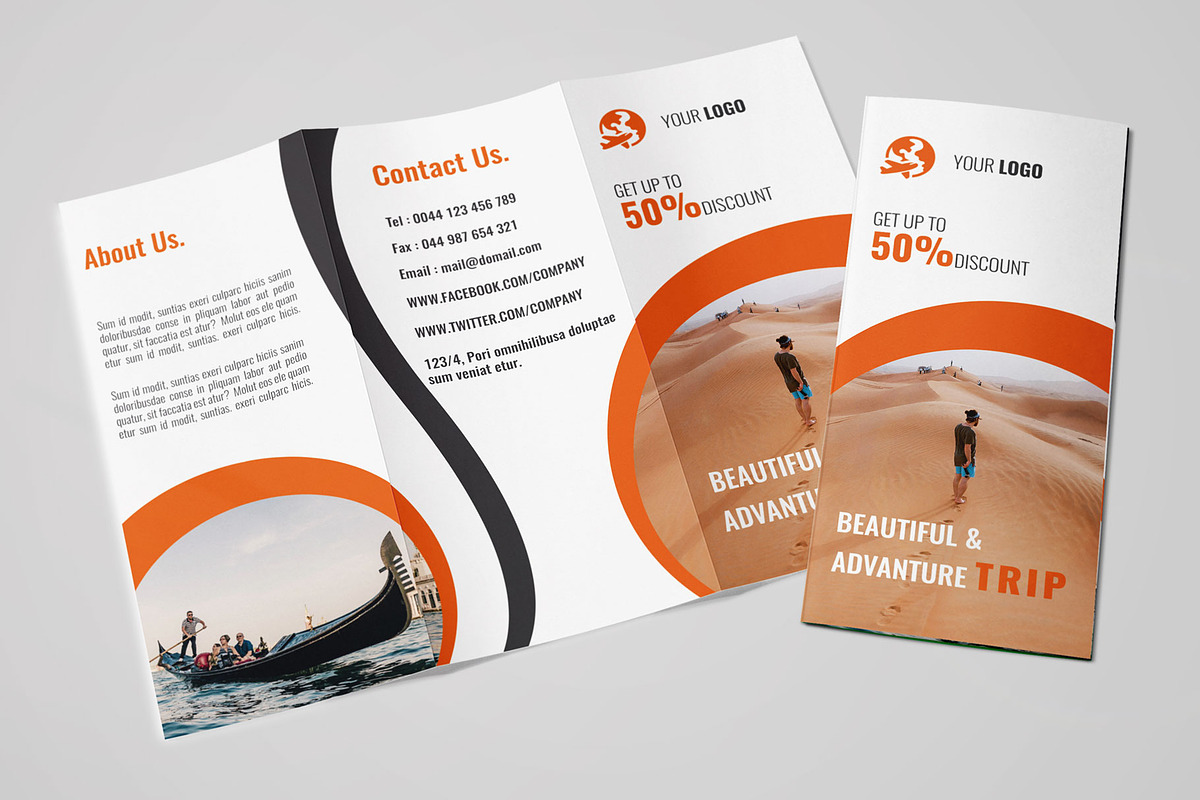 Travel Trifold Brochure in Brochure Templates - product preview 8