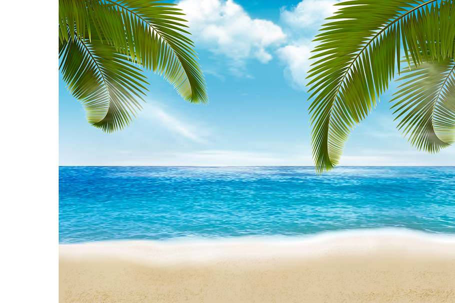 Palm leaves on beach. Vector in Illustrations - product preview 8
