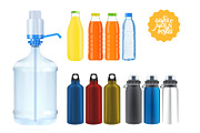 Set of water & juice bottles