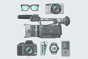 Journalist Equipment Devices Icons