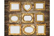 Baroque style golden frames PNG