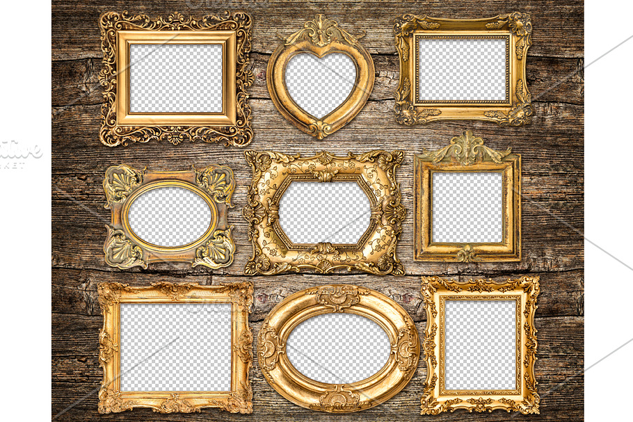 Baroque style golden frames PNG in Objects - product preview 8