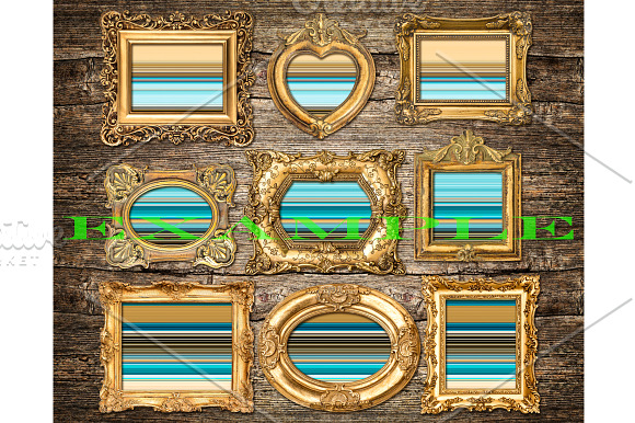 Baroque style golden frames PNG in Objects - product preview 1