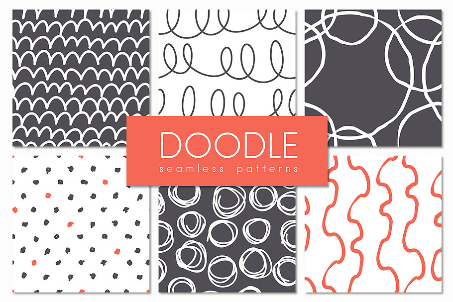 Doodle. Seamless Patterns Set in Patterns - product preview 8