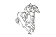 Horse Racing Jockey Doodle Art