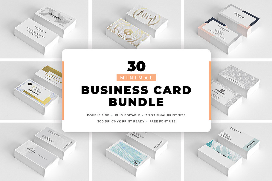 30 Minimal Business Cards Bundle
