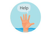 Hand of person who drowns with sign help