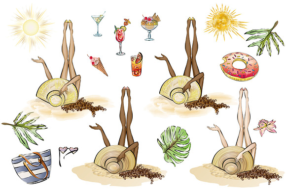 Summer beach style clip-art in Illustrations - product preview 1