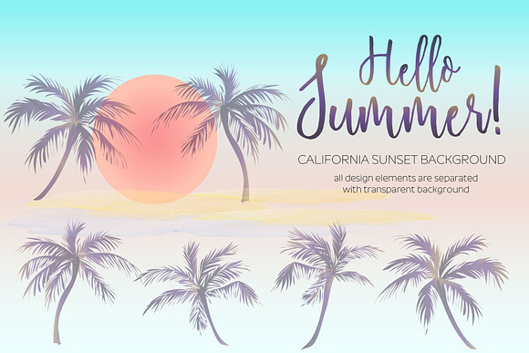 Summer beach style clip-art in Illustrations - product preview 2
