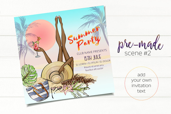 Summer beach style clip-art in Illustrations - product preview 4