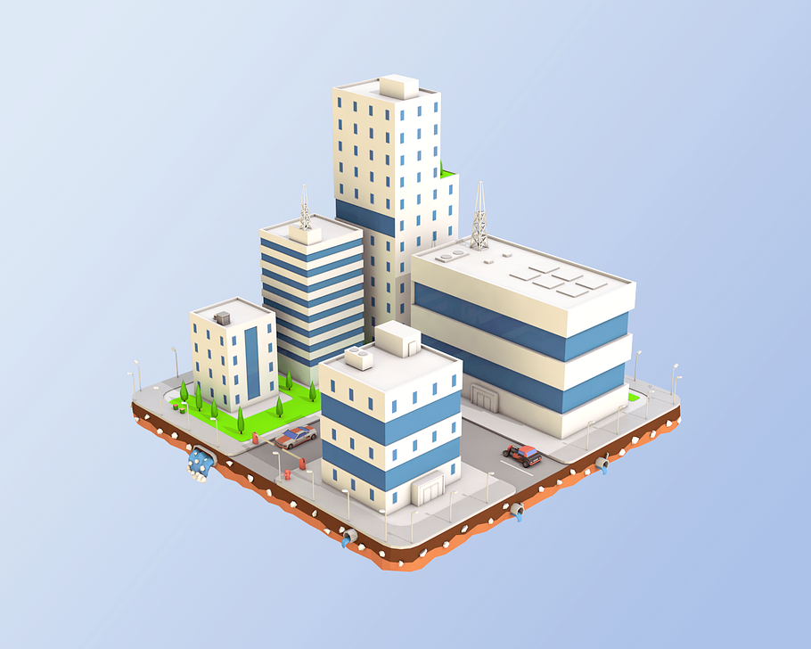 Low Poly City Block Factory Building in Architecture - product preview 1
