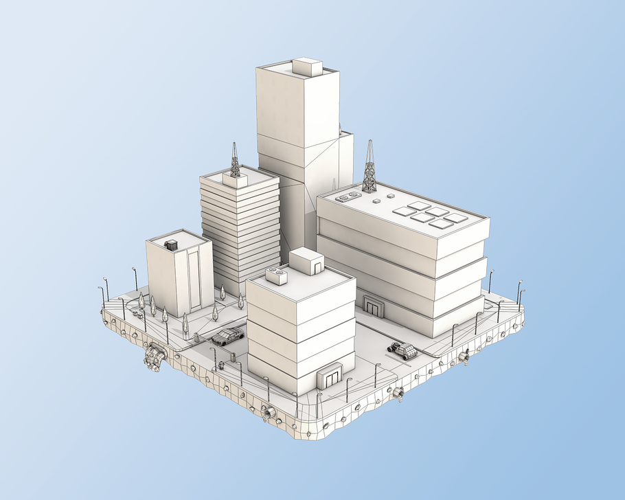 Low Poly City Block Factory Building in Architecture - product preview 4