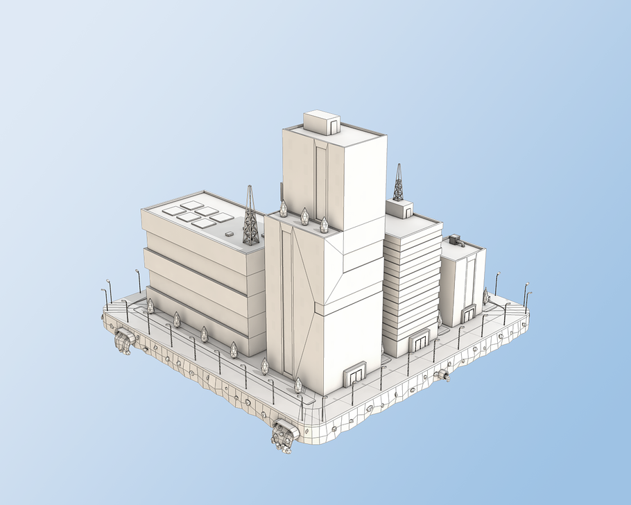 Low Poly City Block Factory Building in Architecture - product preview 5