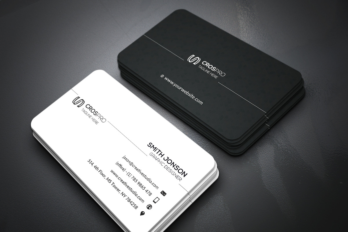 Black & White Business Card in Business Card Templates - product preview 8