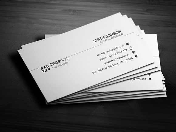 Black & White Business Card in Business Card Templates - product preview 1