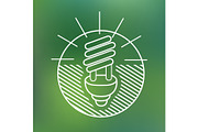 energy saving spiral eco lamp fluorescent light bulb linear icon environmentally friendly planet Ecology Concept