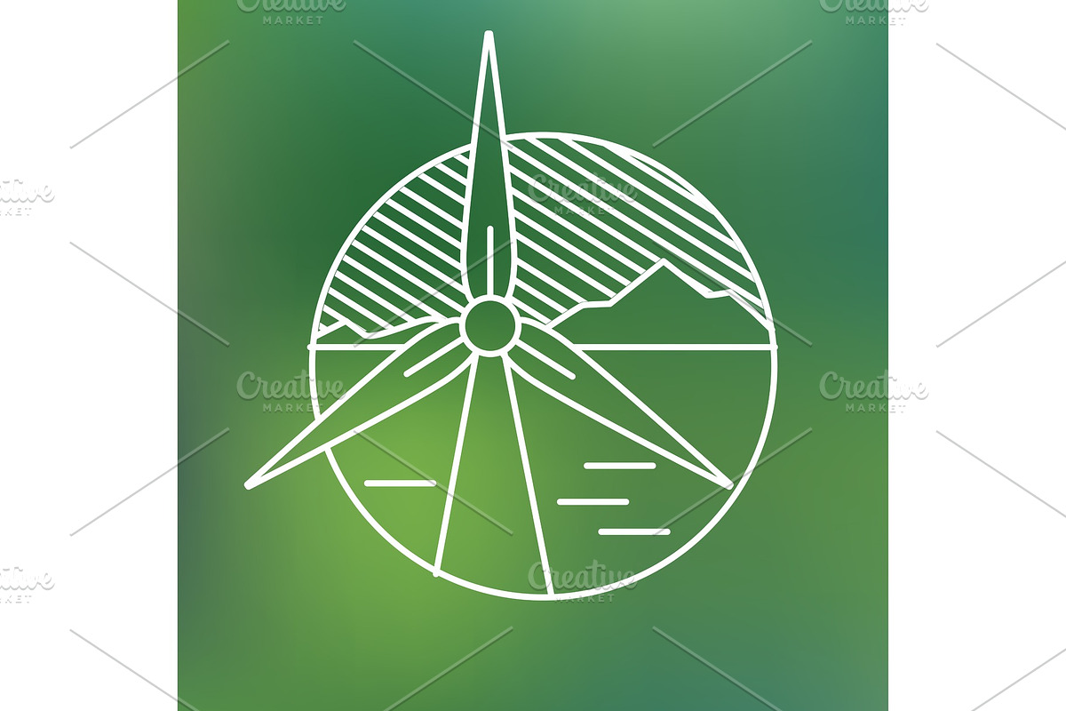 wind turbine linear icon, eco generating electricity save planet concept. in Illustrations - product preview 8