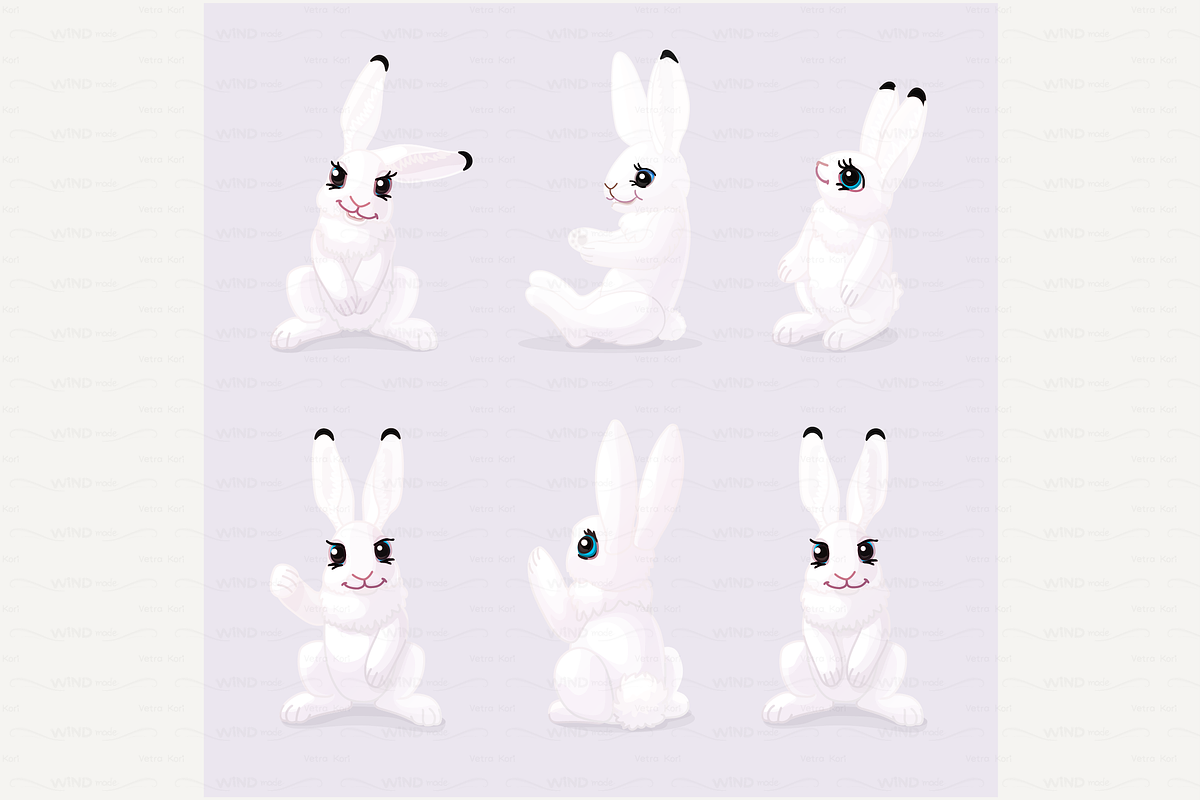 vector white polar hare, rabbit in Objects - product preview 8