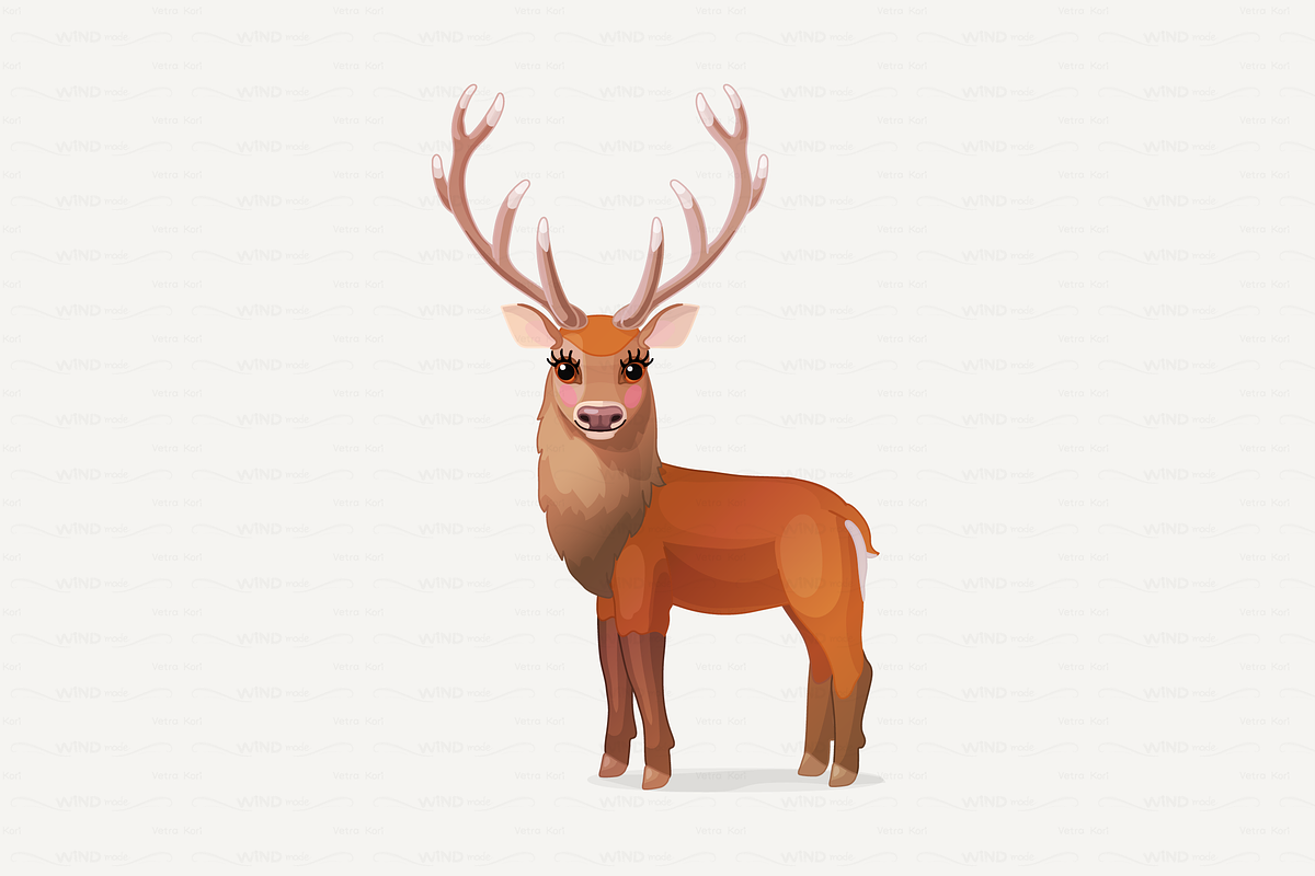vector Red deer, Cervus Elaphus in Objects - product preview 8