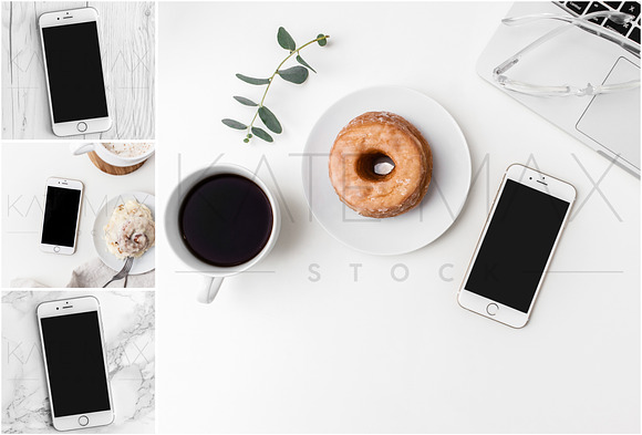 White Smart Phone Stock Photo Bundle in Mockup Templates - product preview 1