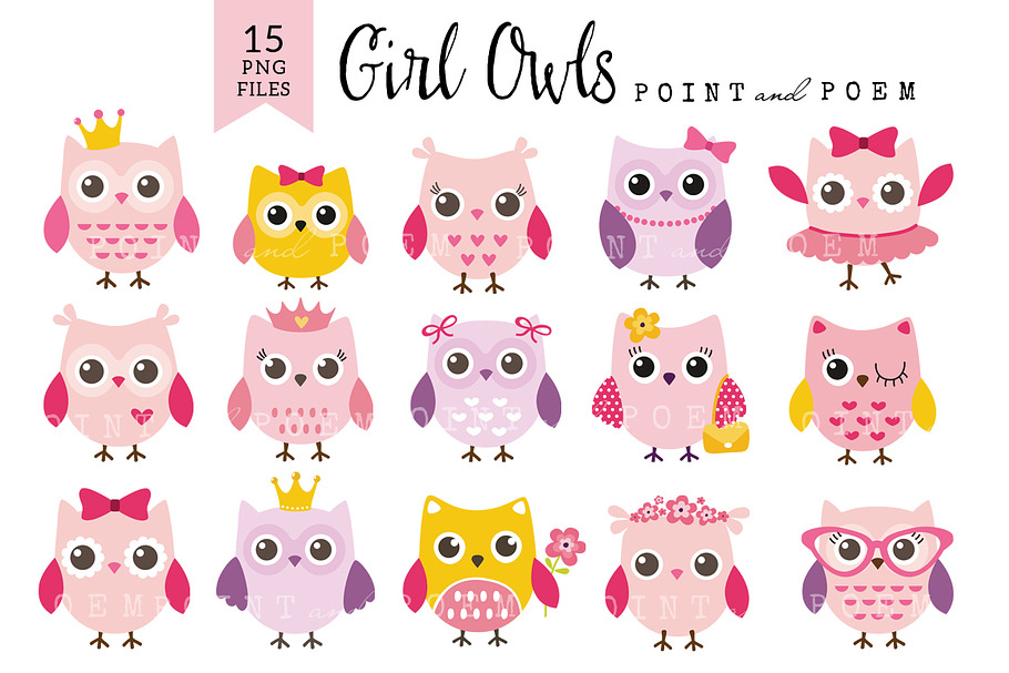 50%Off Girl Owl Clip art Baby Shower in Illustrations - product preview 8