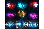 Set of abstract backgrounds - glowing neon color light effects