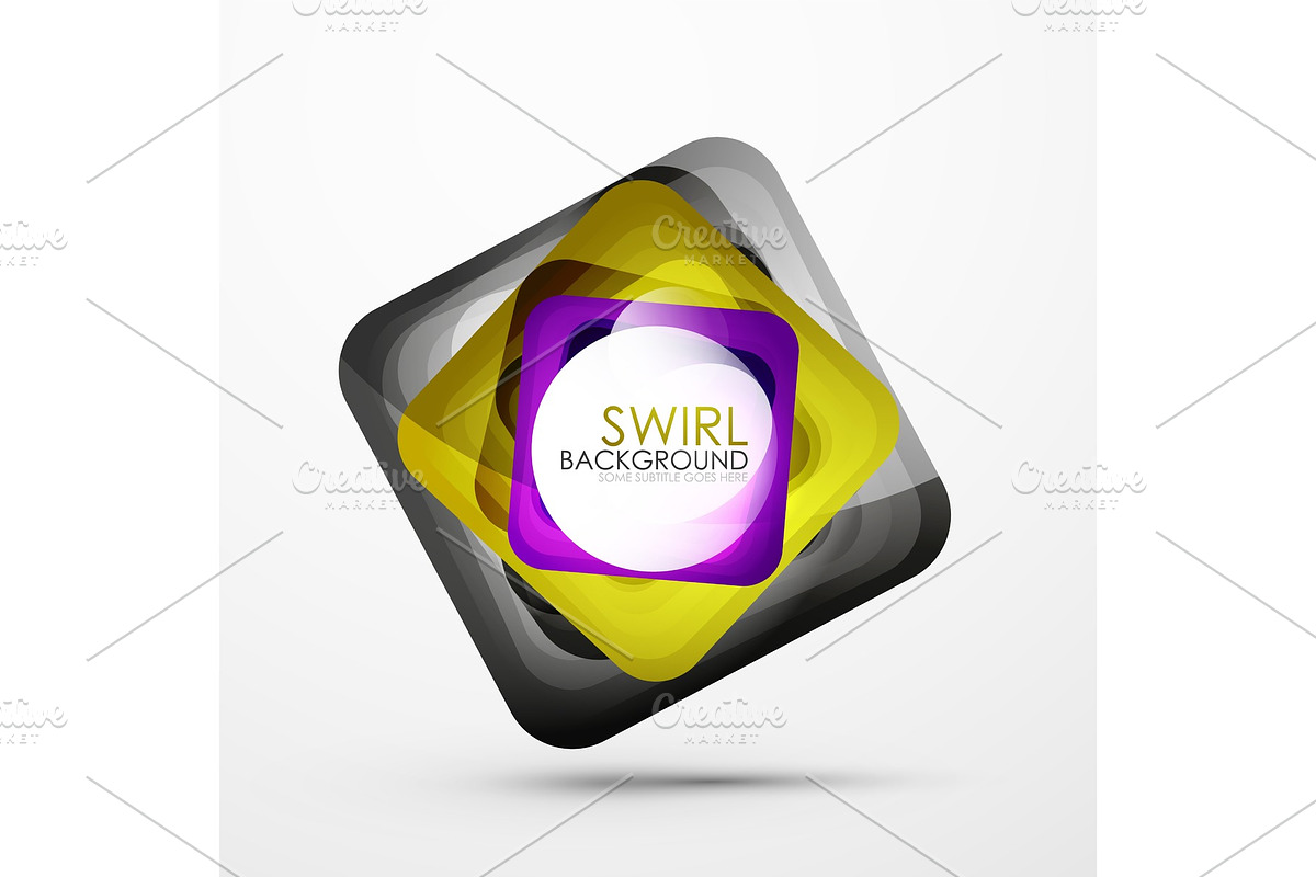 Square swirl abstract banner in Illustrations - product preview 8