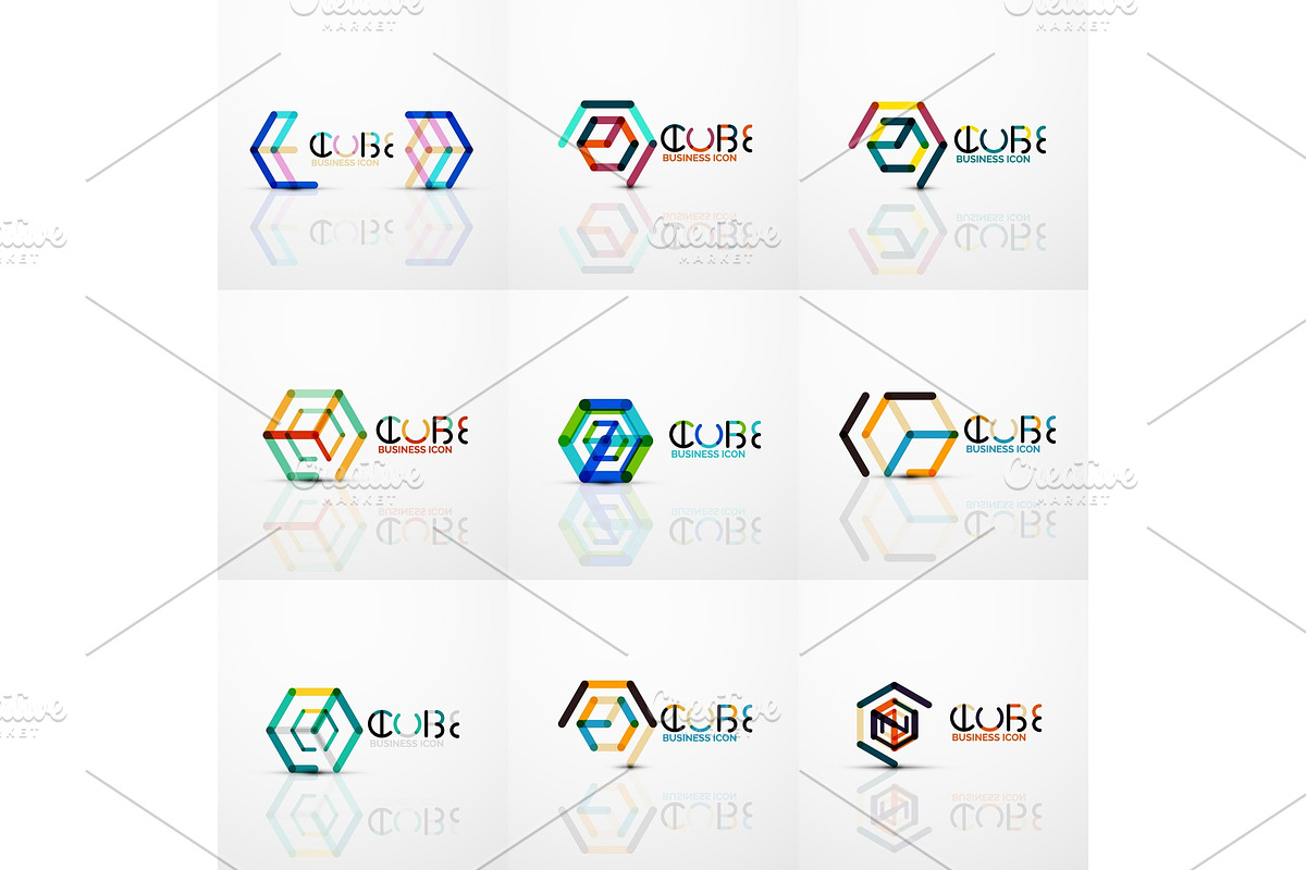Cube idea concept logo, line in Illustrations - product preview 8