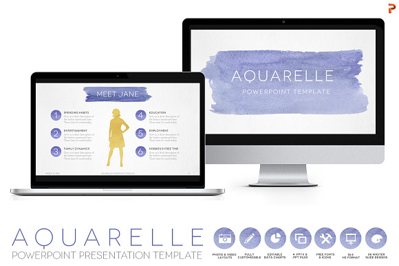 Aquarelle Powerpoint Template in PowerPoint Templates - product preview 1