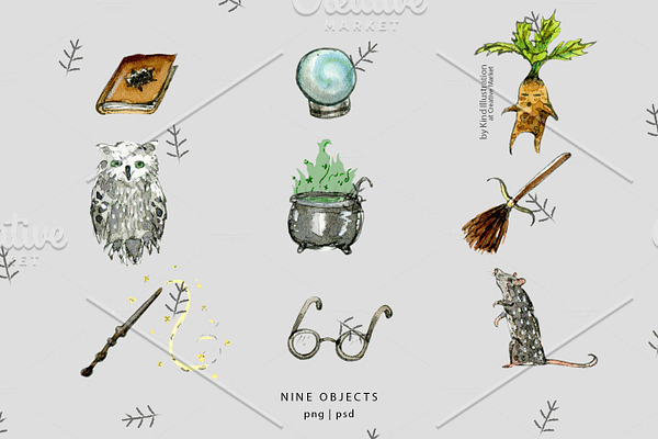 Watercolor Harry Potter Objects