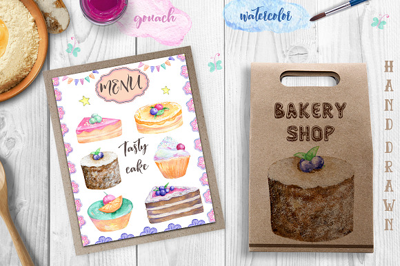 Cakes & Unicorn. Tasty Watercolor in Illustrations - product preview 6