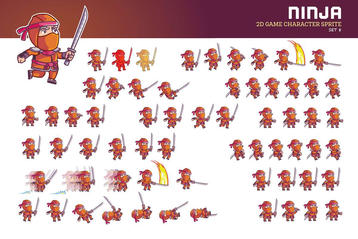 NINJA GAME SPRITE in Illustrations - product preview 8