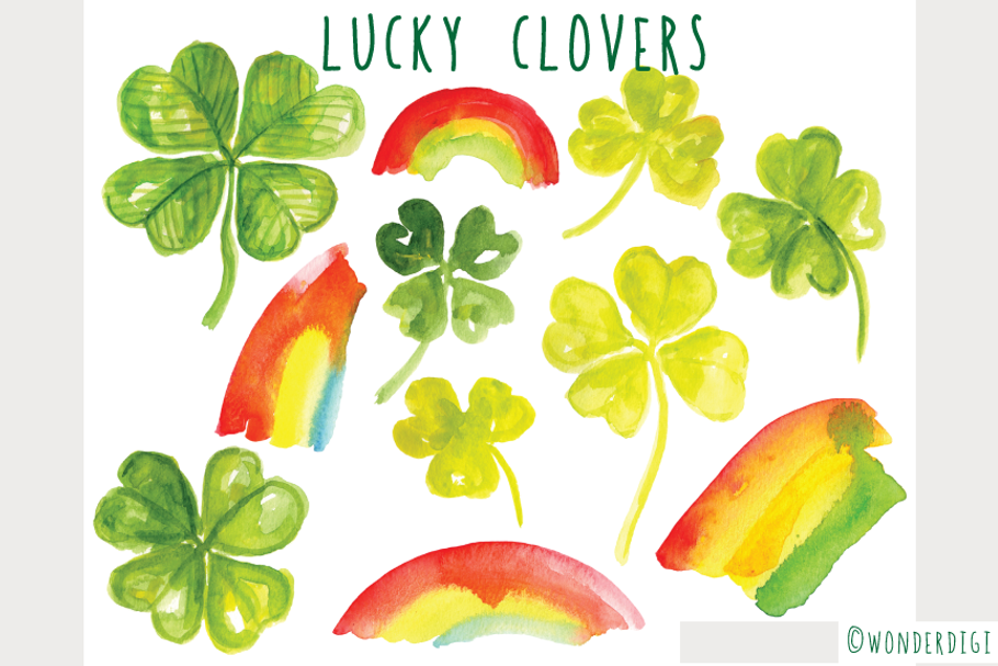 Watercolor Lucky Clovers