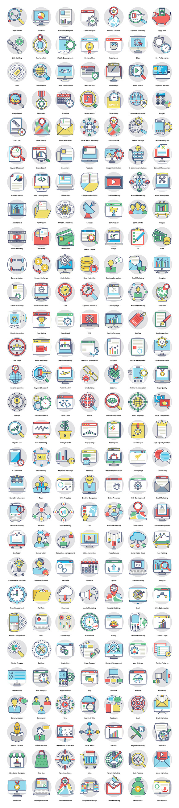 203 Digital Marketing Icons in Graphics - product preview 1
